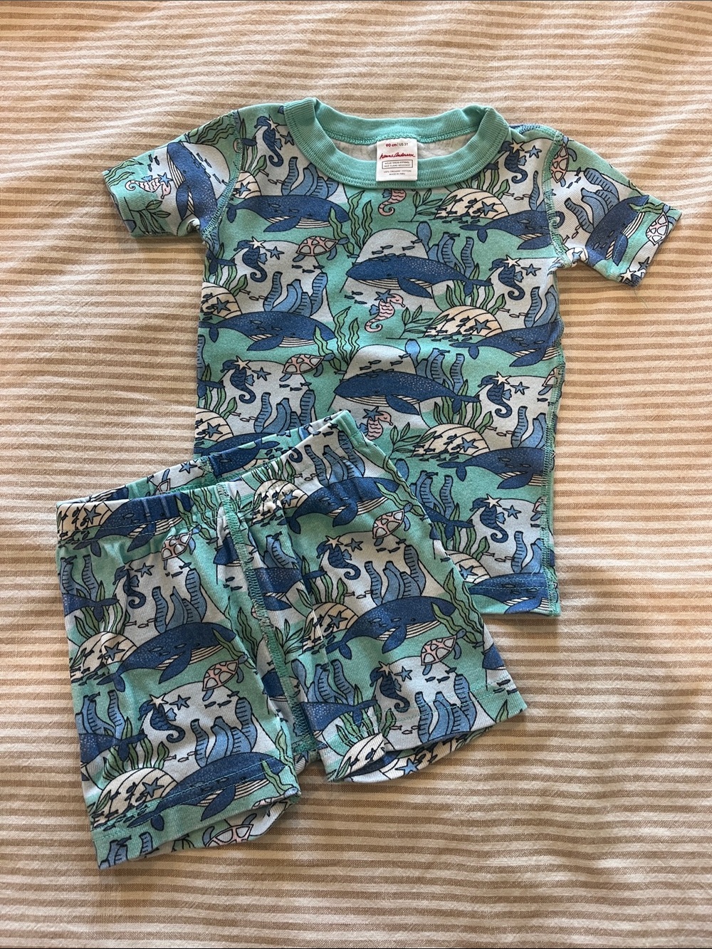 Kids Sea Life Short Pajama Set in Aqua Blue